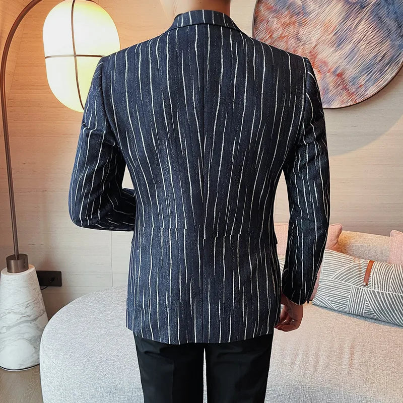 Blue Style Striped Men's Blazer
