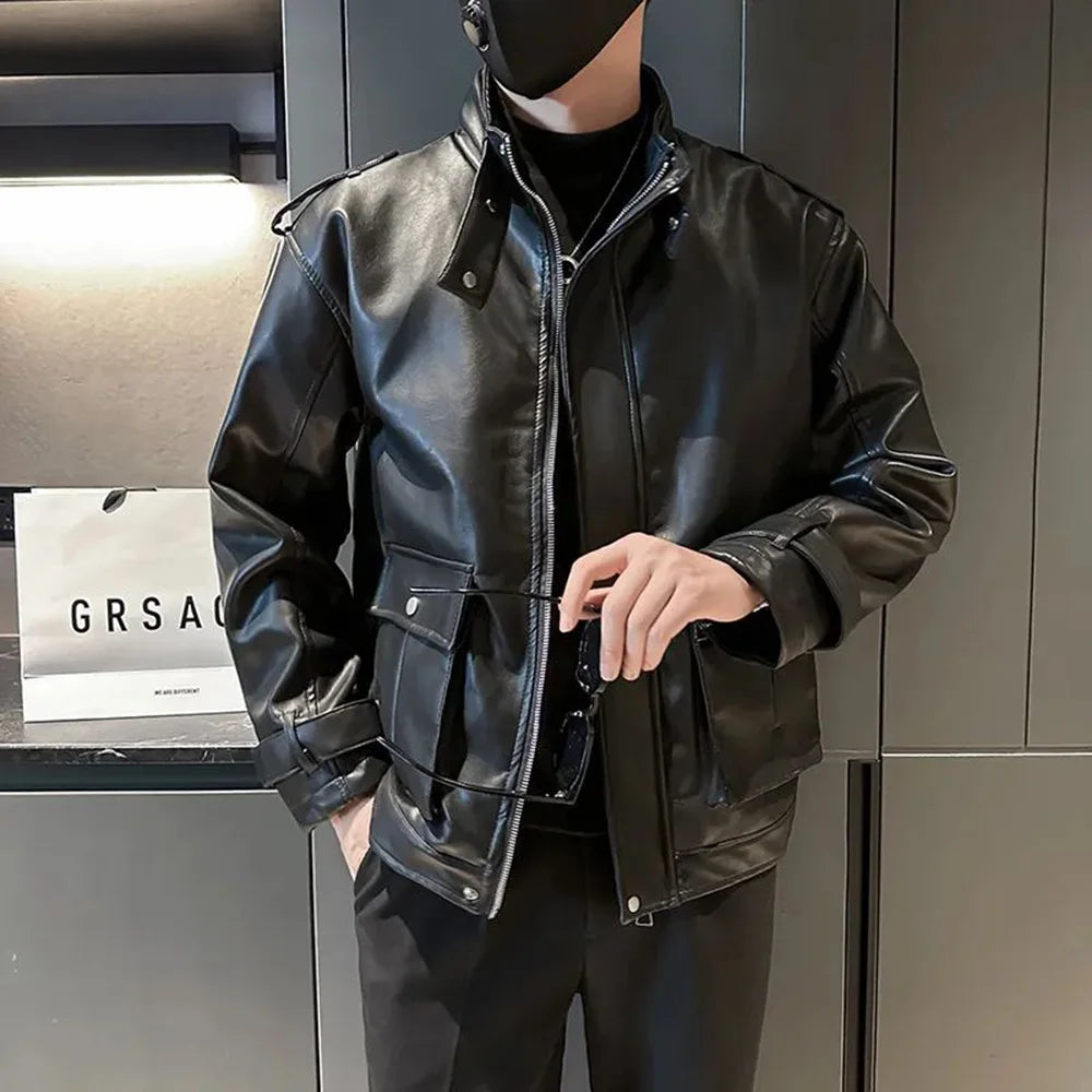 Y2K Pocket Zipper Motorcycle Jacket