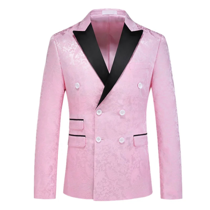 Double Breasted Jacquard Dress Men's Slim Fit Blazer