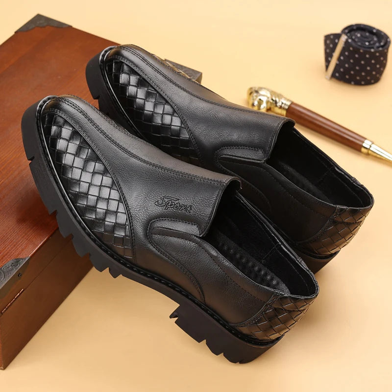 Black Solid Woven Slip-On Loafers