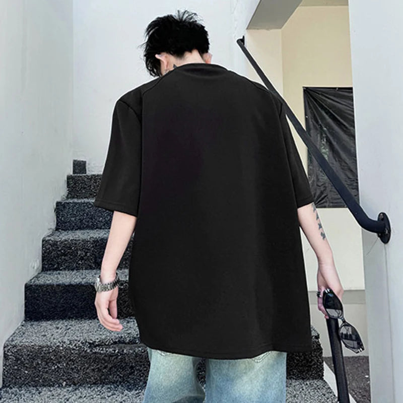 Solid Circle Letter Printed Loose T-Shirt