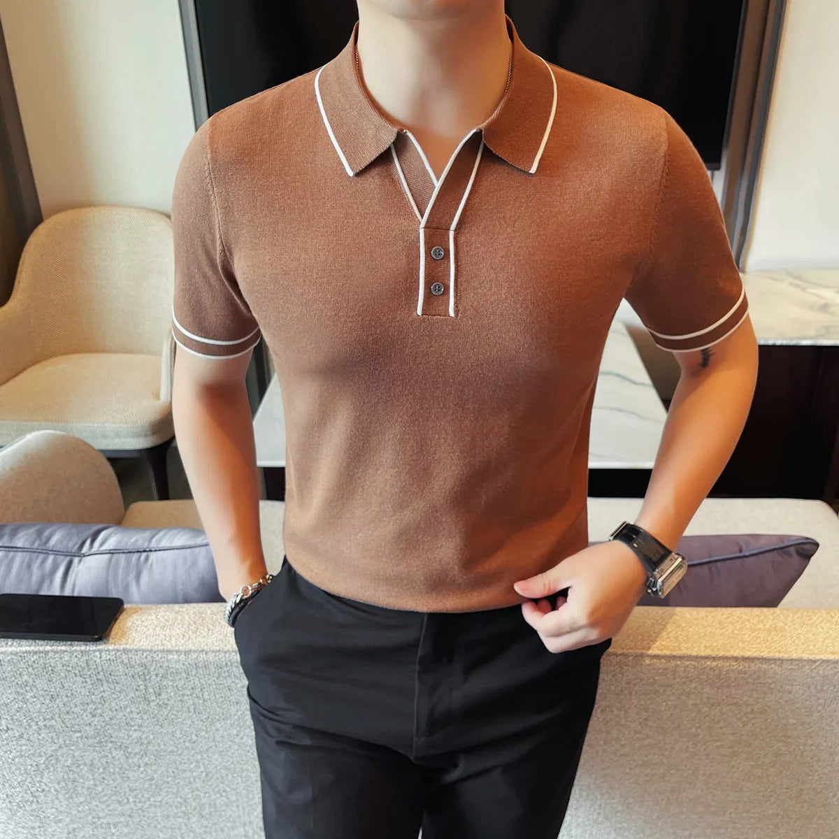 Solid Short Sleeve Slim-Fit Polo Shirt