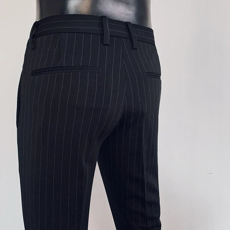 Simple Classic Stripe Slim Fit Trousers