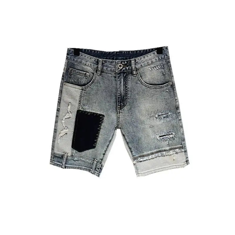 Casual Patchwork Spliced Denim Shorts