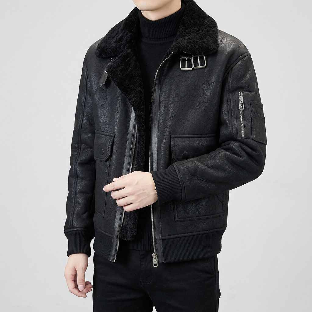 Winter Buckle Strap Arm Pocket Jacket
