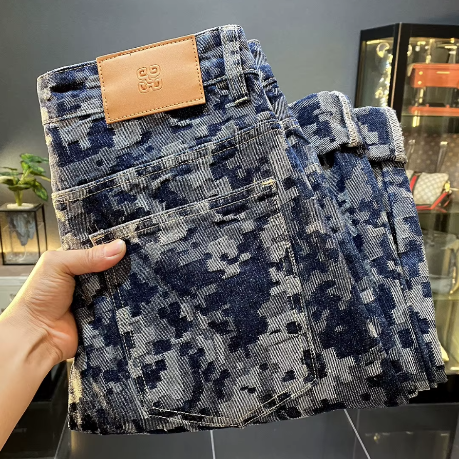 Retro Printed Straight Fit Jeans