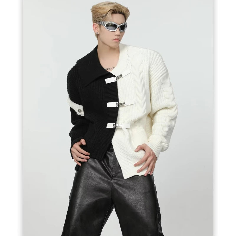 Hip Hop Patchwork Knitted Solid Jacket