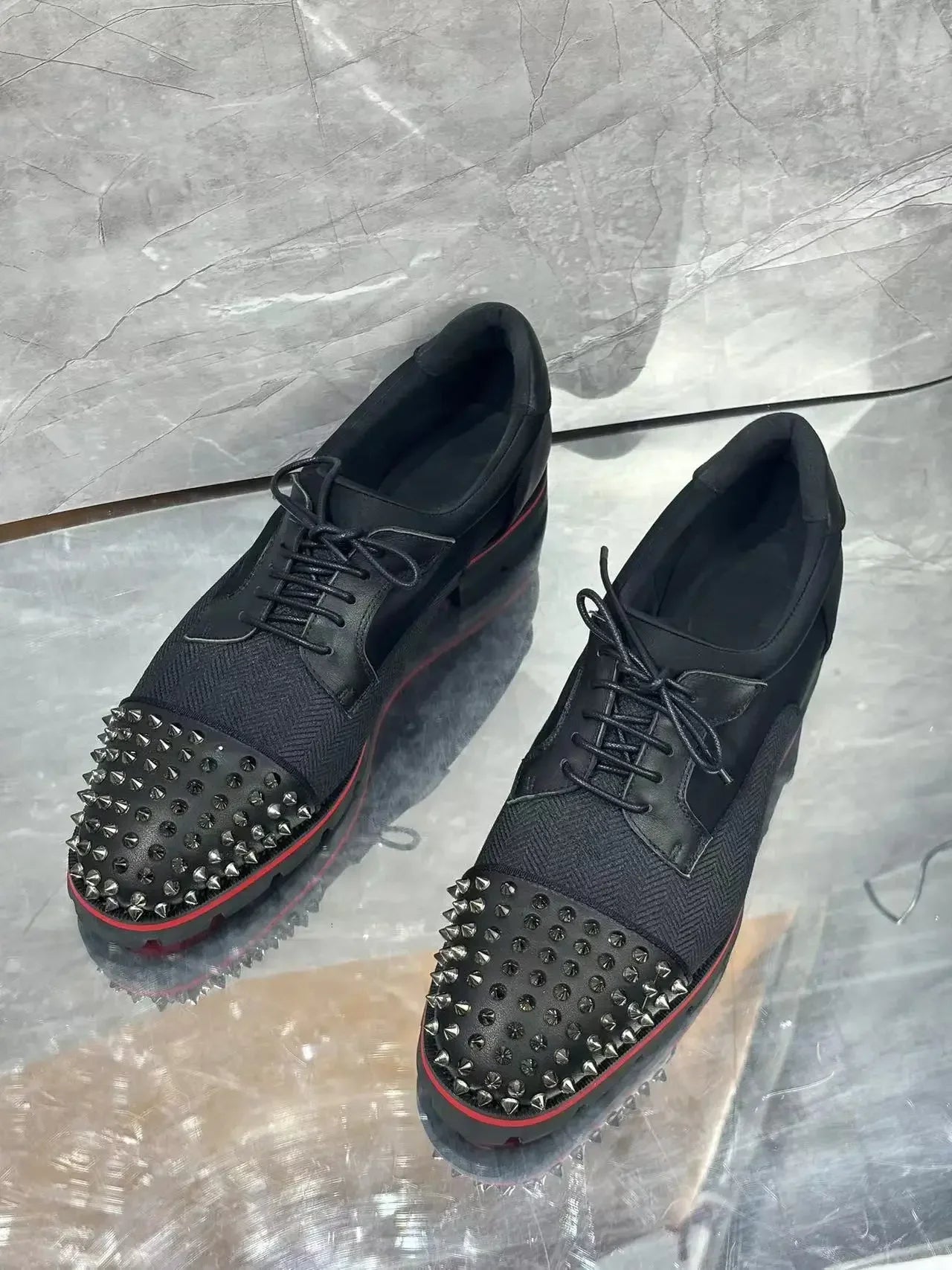 Studs Spike Round Toe Loafers