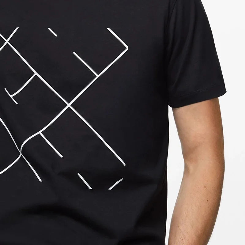 Black Color Printed O-Neck T-Shirt