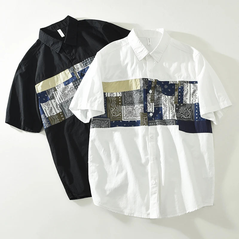 Casual Style Paisley Print Patchwork Shirt