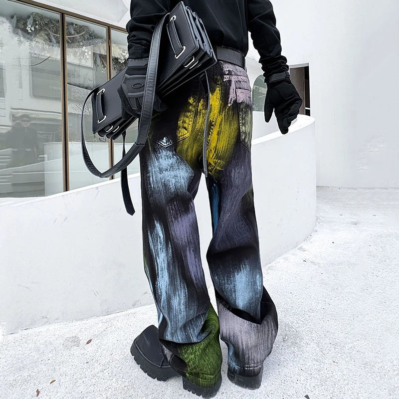 Colorful Coloured Drawing Print Jeans