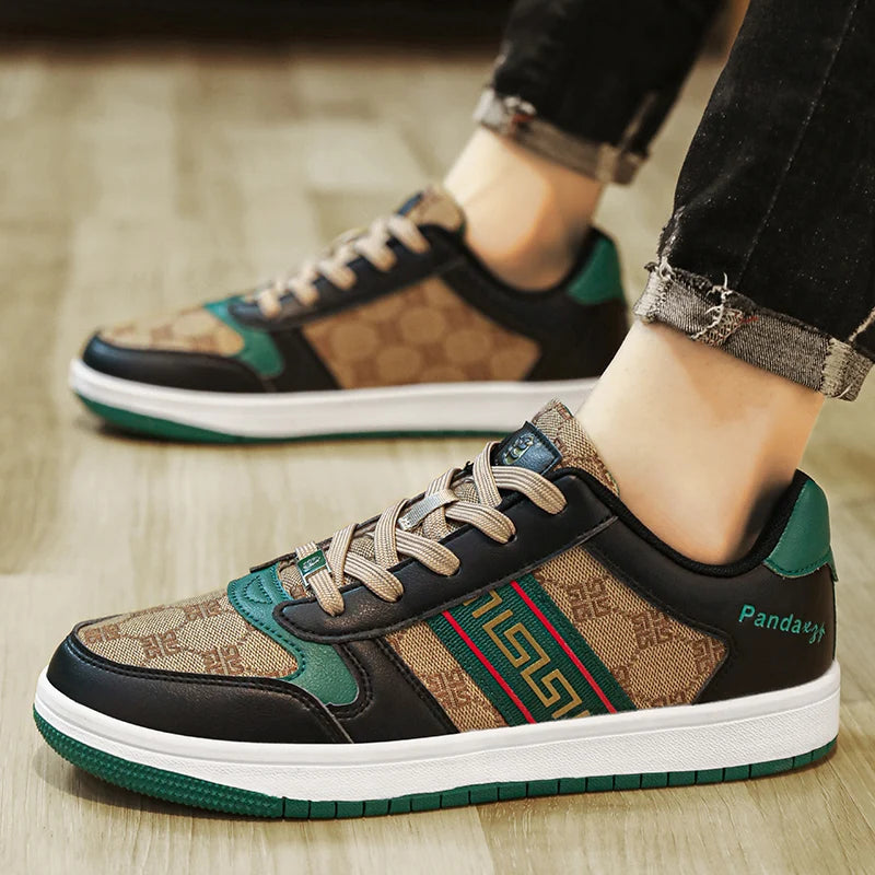 Geometric Pattern Breathable Lace-Up Sneakers