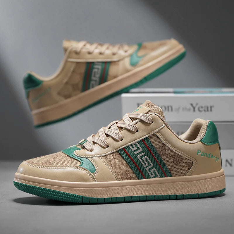 Geometric Pattern Breathable Lace-Up Sneakers