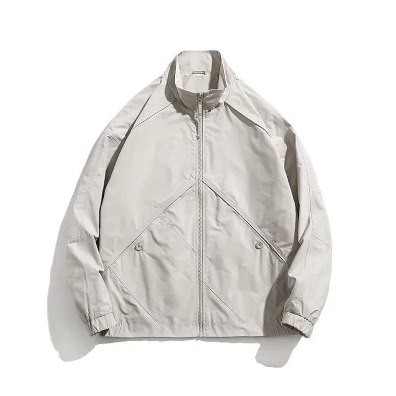 Solid Stand Color Zipper Jacket