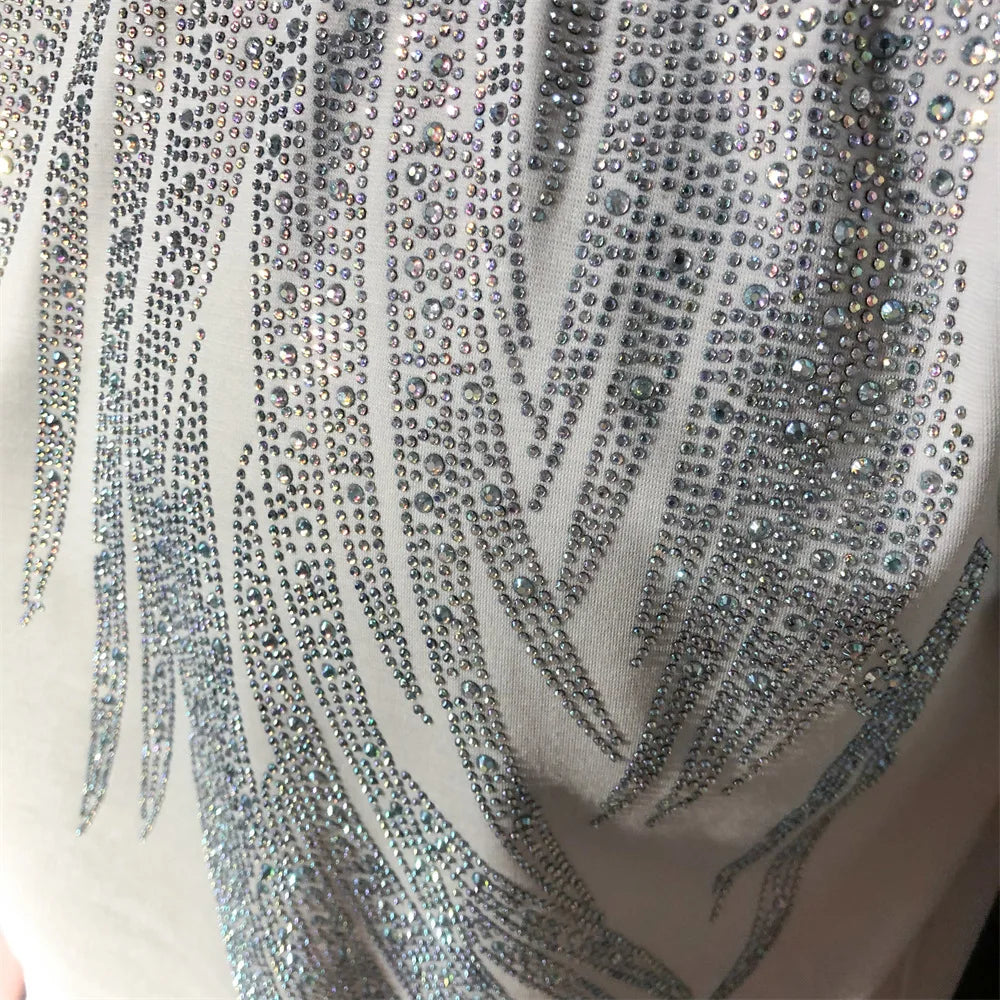 Fashion Wings Pattern Rhinestones T-Shirt