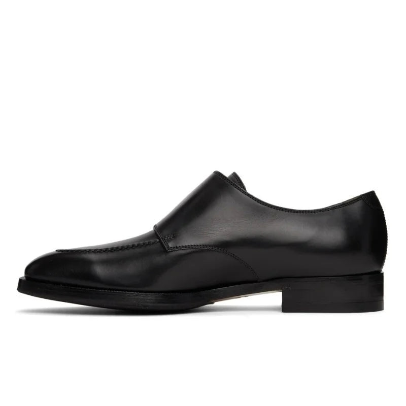 Black Metal Buckle Monk Loafers