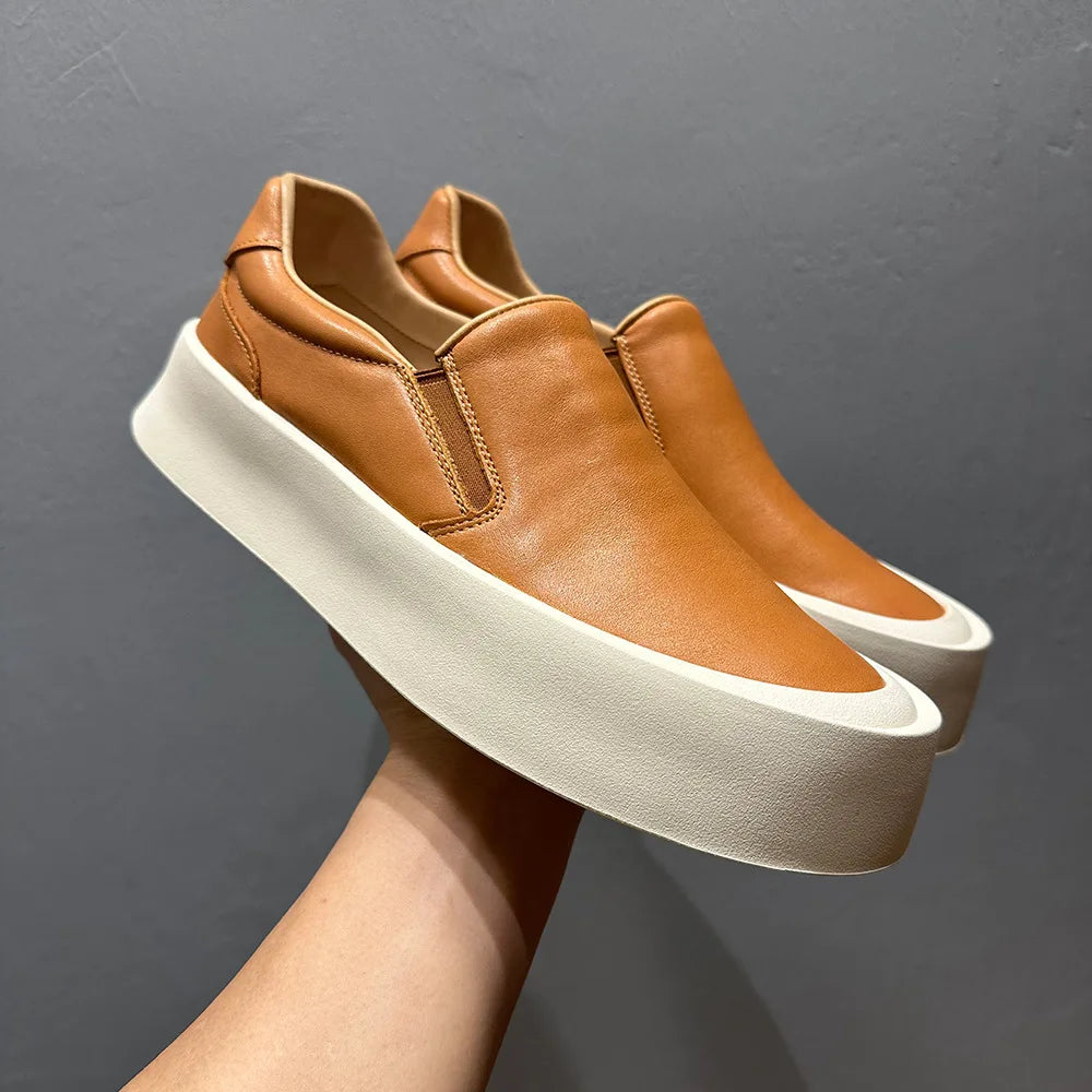 Casual Solid Leather Platform Shoes