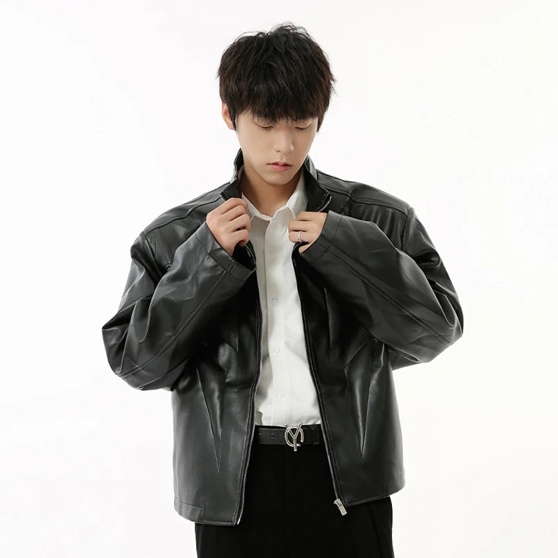 Solid B&W Front Puffy Loose Jacket