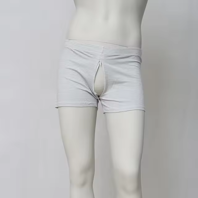 Men's Striped Zipper Open-Crotch Shorts Boxer