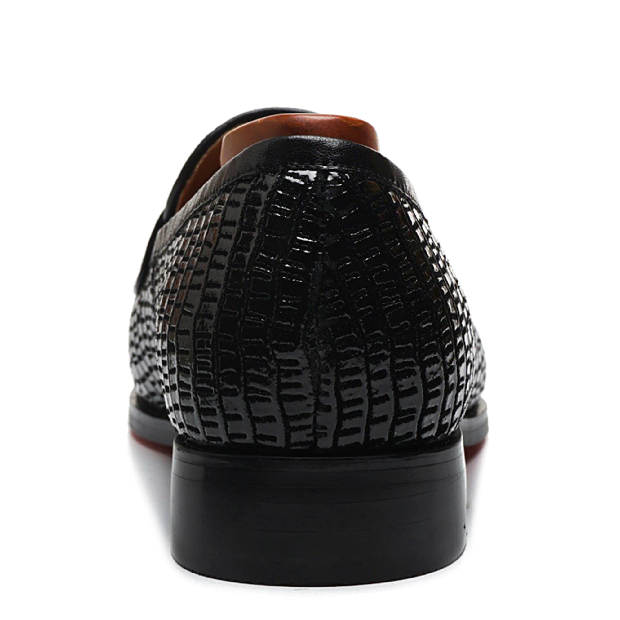 Black Shiny Crocodile Skin Leather Loafers