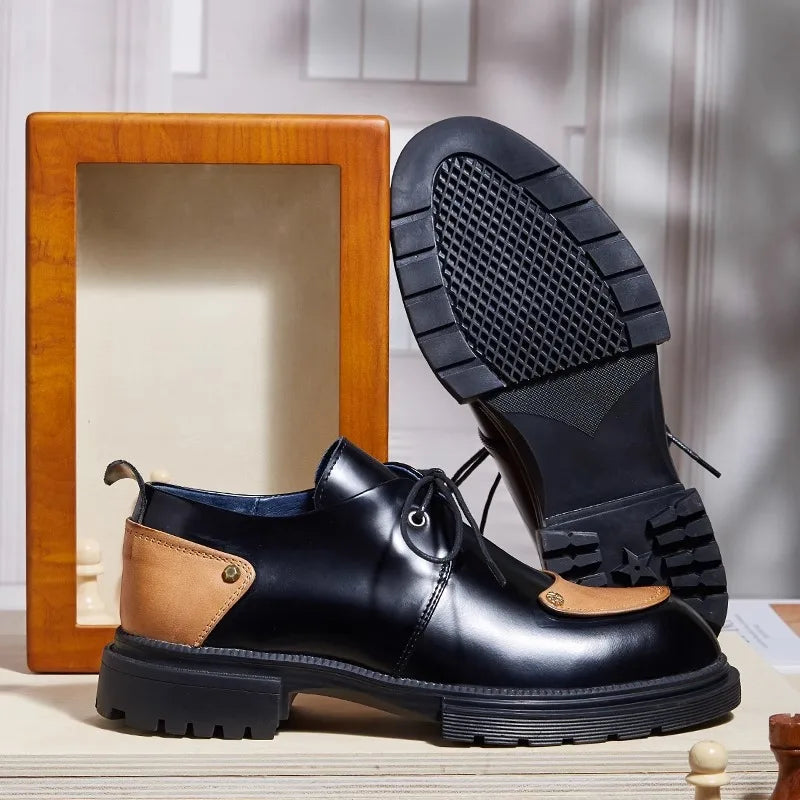 Round Toe Lace-Up Chunky Sole Shoes