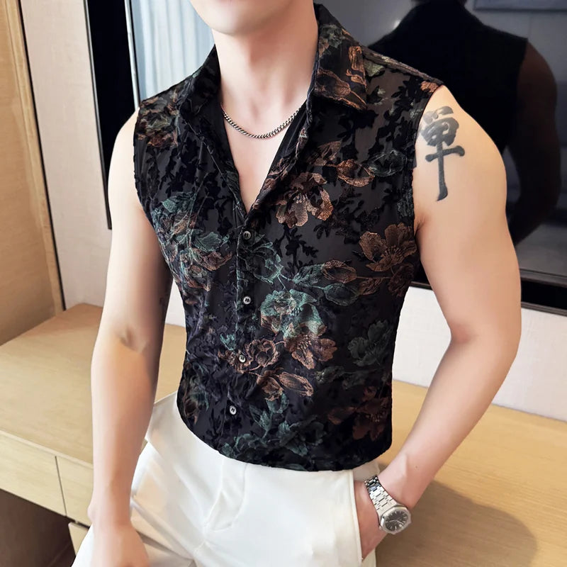 Jacquard Flocking Thin Mesh Vest