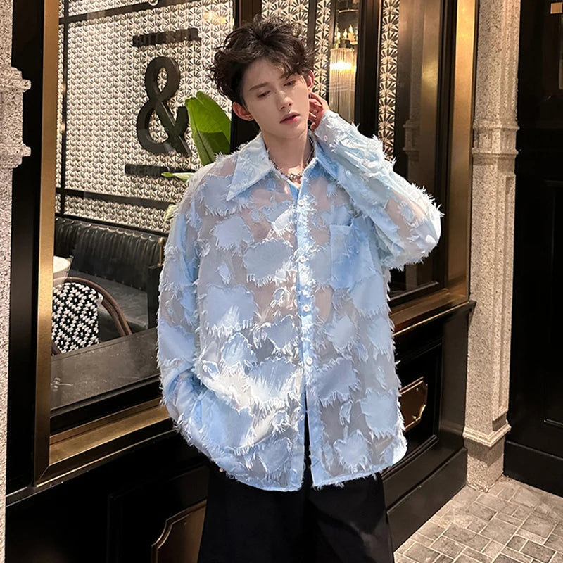 Patchwork Hollow Out Loose Shirt