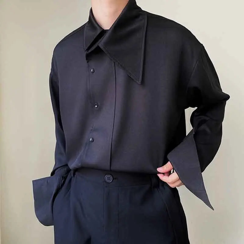 Asymmetric Collar Casual Solid Loose Shirt