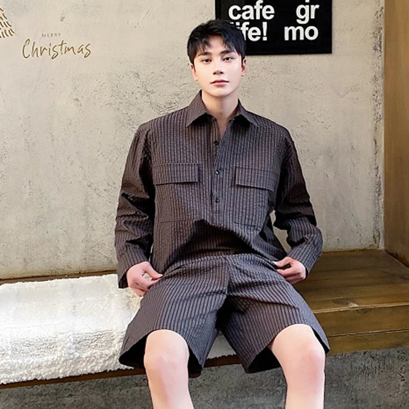 Casual Plaid Pattern Shorts Set