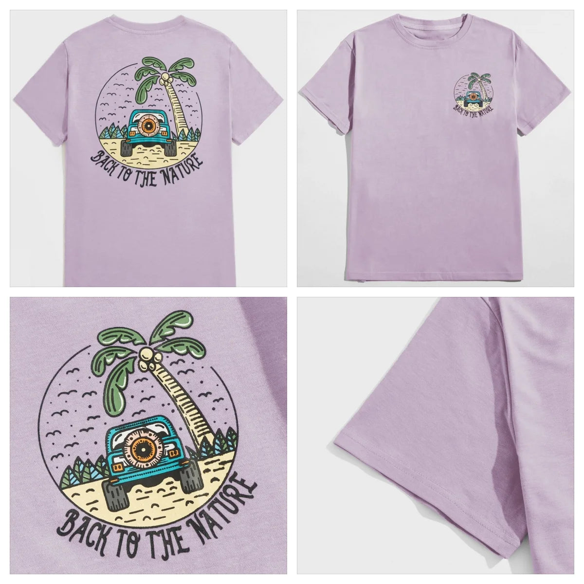 Purple Color Printing Summer T-Shirt