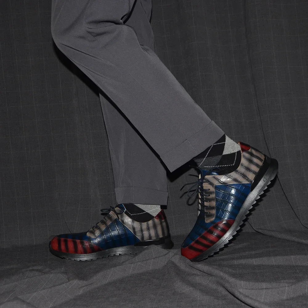 Crocodile Print Elegant Derby Shoes