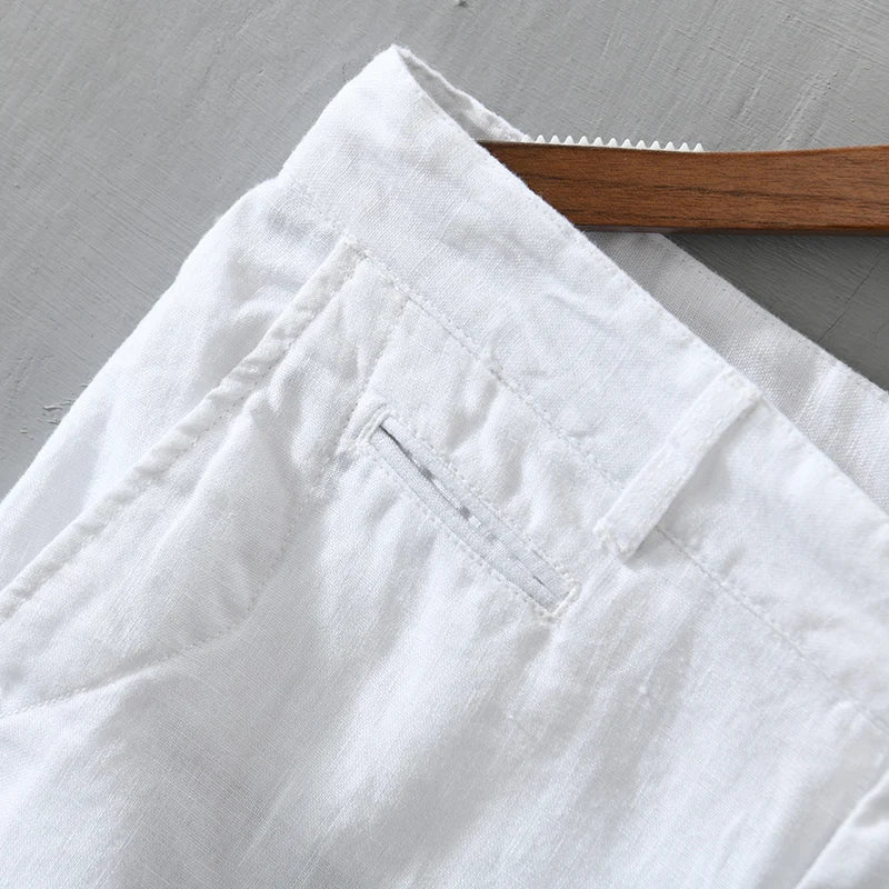 Pure Linen Solid Straight Fit Shorts