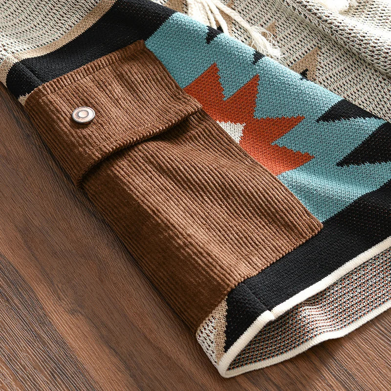 Tribal Geometric Pattern Pocket Shorts