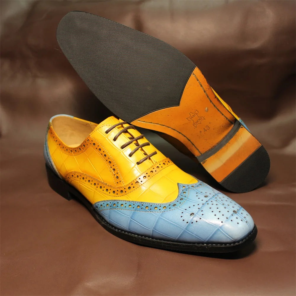 Luxury Mixed Color Men's Leather Oxford Shoes