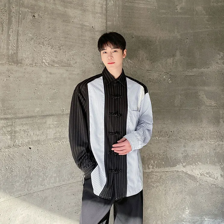 Striped Patchwork Long Sleeve Shirt