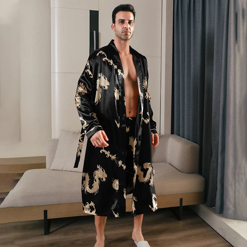 Dragon Pattern Satin Shiny Robe
