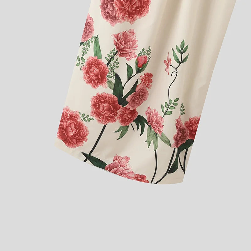 Flower Printing Loose Casual Pants