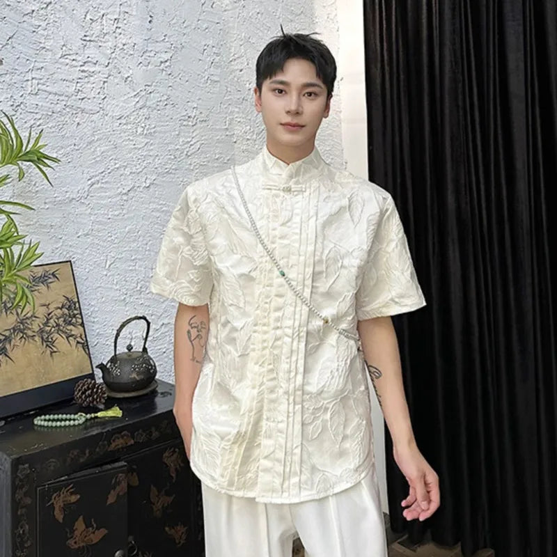 Chinese Style Jacquard Short Sleeve Shirt