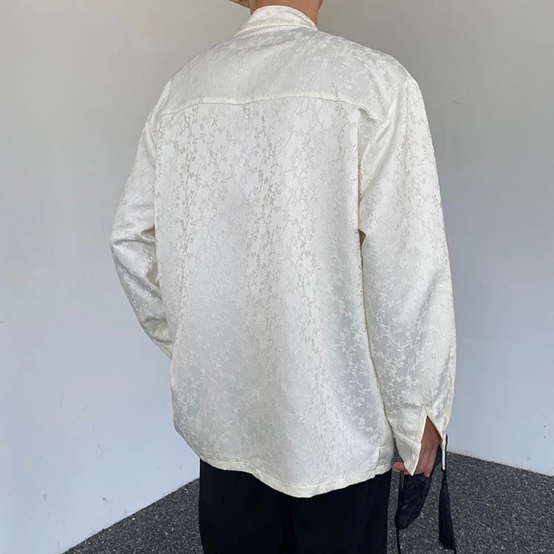 Chinese Satin Jacquard Tassel Shirt