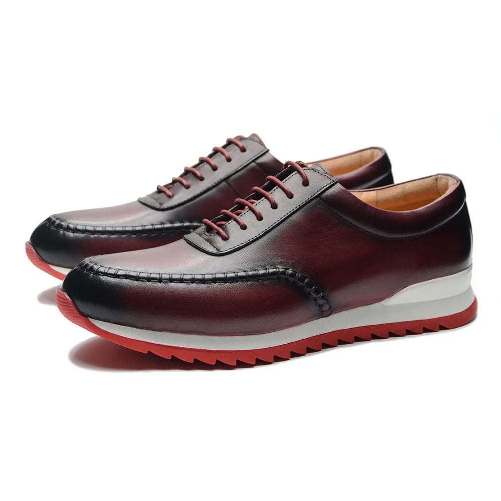 Men's Stitches Lace-Up Leather Casual Shoes