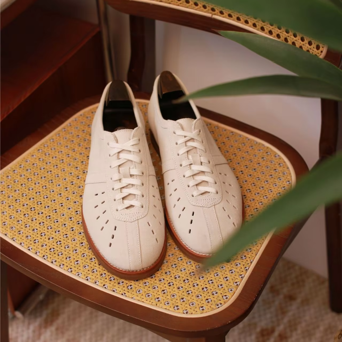 Minimalist Perforated Leather Sneakers