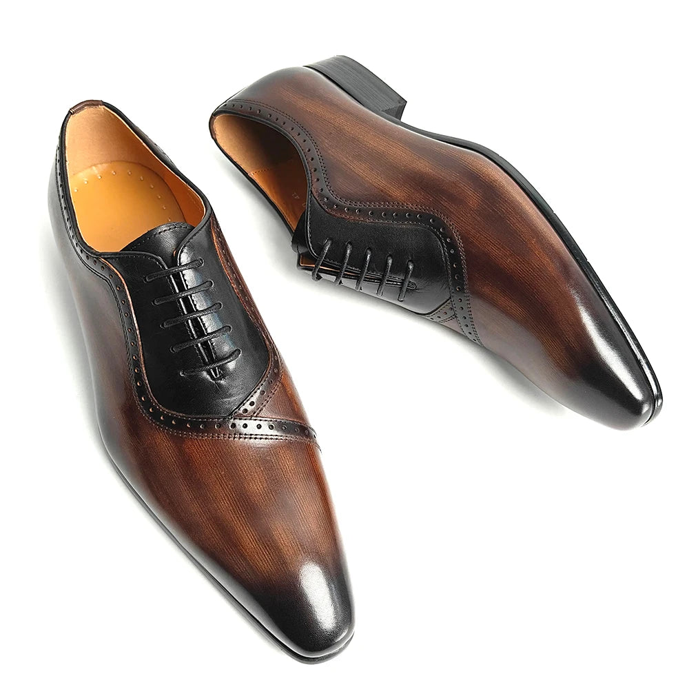 Brown Black Elegant Leather Shoes