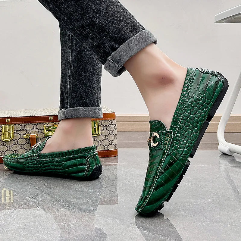 Luxury Snakeskin Split Leather Loafers