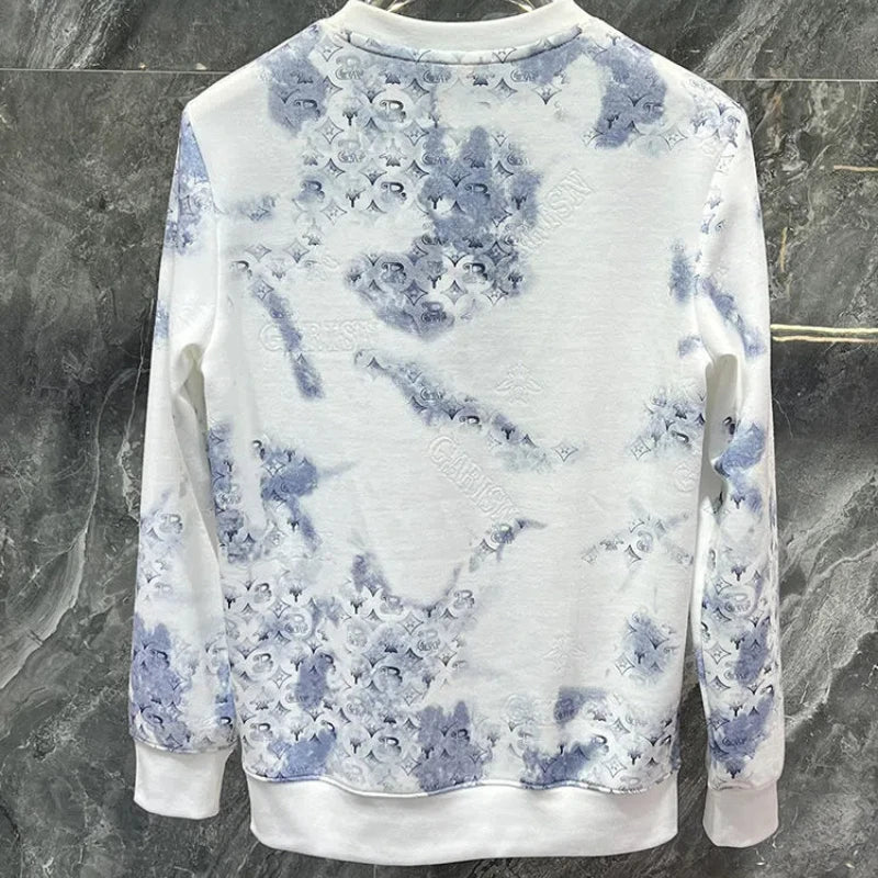 Geometric Tie-dye O-Neck Printing Sweater
