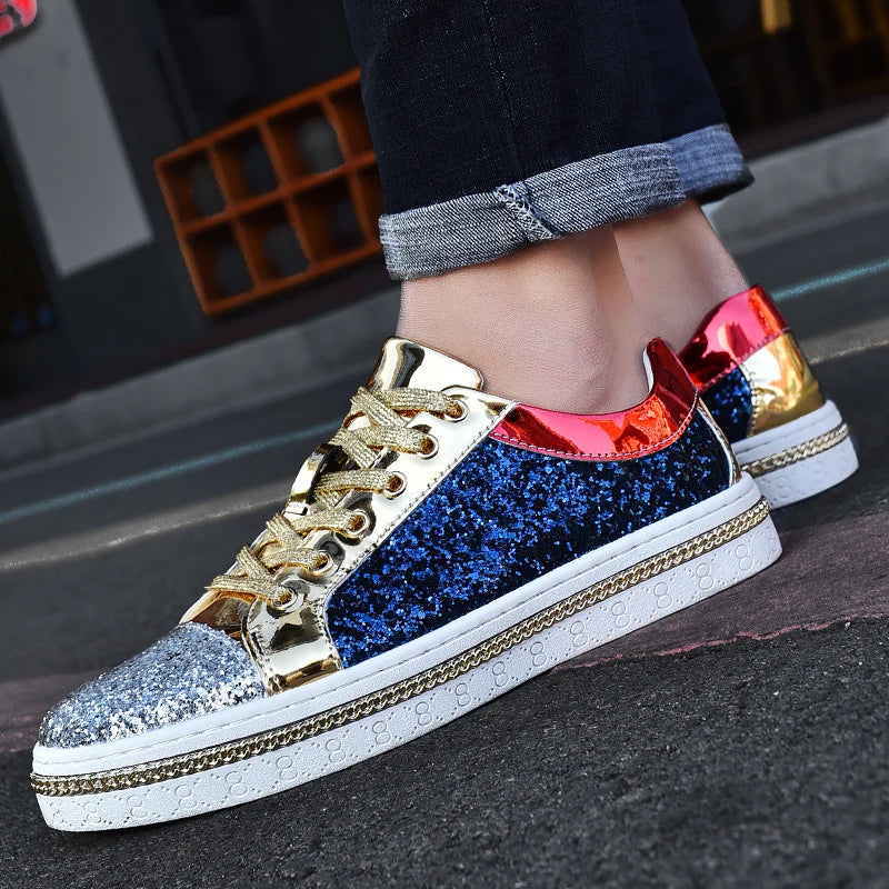 Luxury Sequined Contrast Color Sneakers
