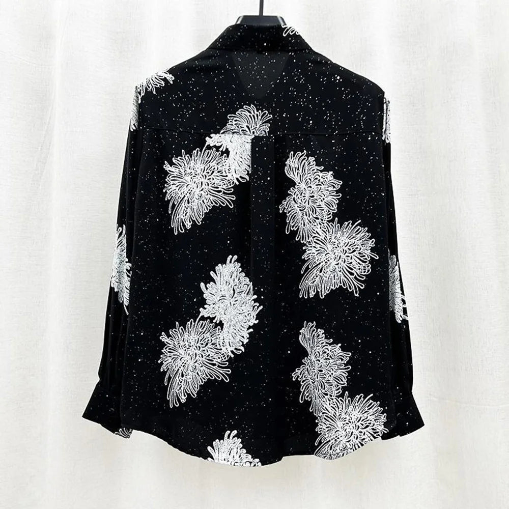 Solid Floral Sequin Starry Sky Shirt