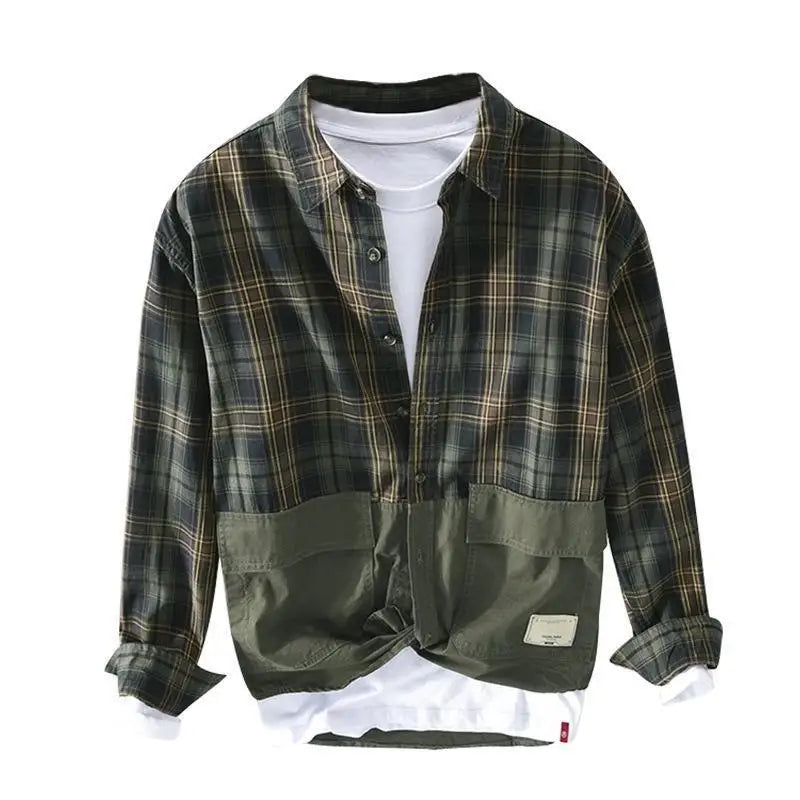 Plaid Pattern Two Pockets Cotton Shirt