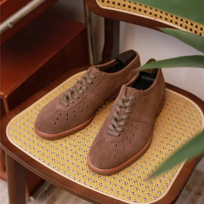 Minimalist Perforated Leather Sneakers