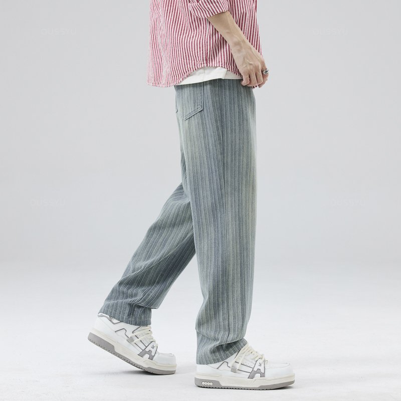 Retro Stripes Straight Denim Jeans
