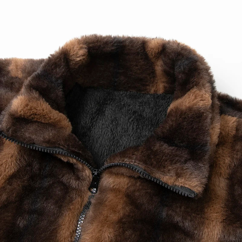 Striped Warm Fur Thick Loose Jacket